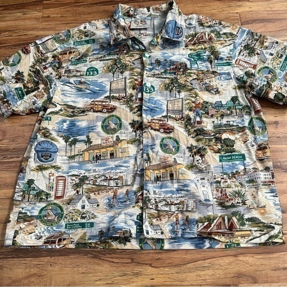 Men Matt Rider Laguna Beach Orange County CA  Aloha Hawaiian Shirt Size Large